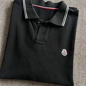 Moncler Black Polo with White Accents
